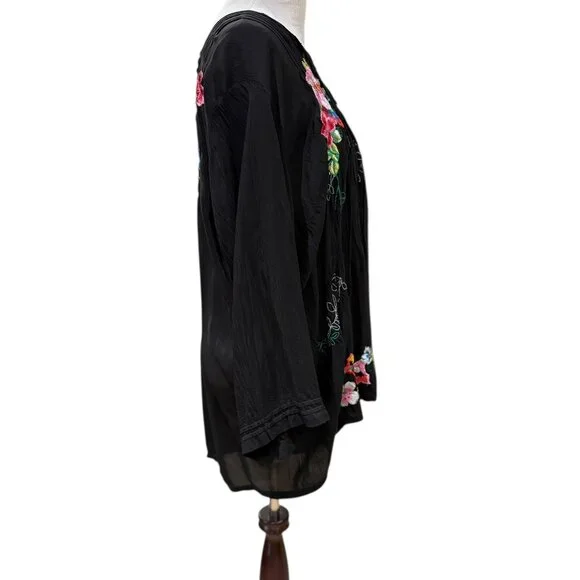 Johnny Was Multicolored Embroidered Tunic Black Size 2X - Picture 9 of 14